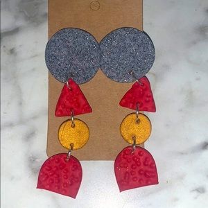 Boho Silver plated artisan statement earrings